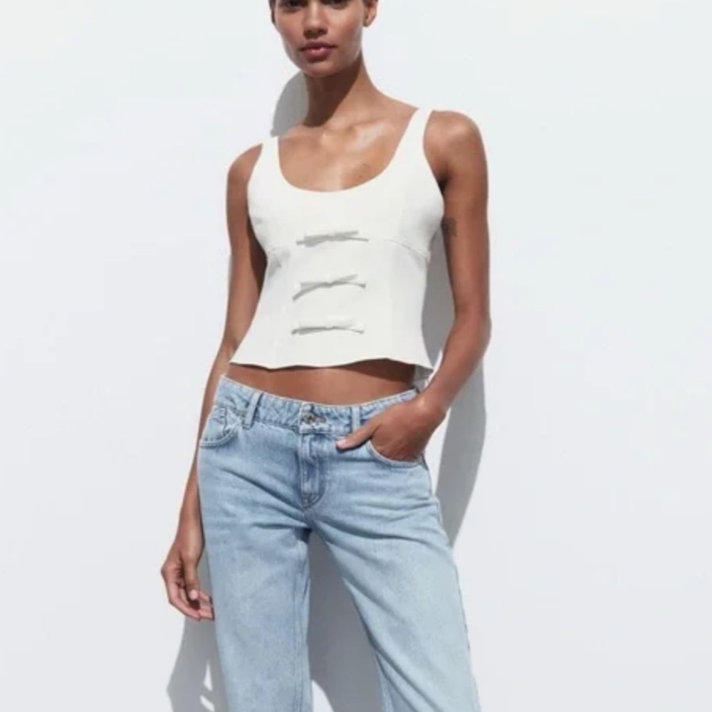 Zara white Top with Bow Details